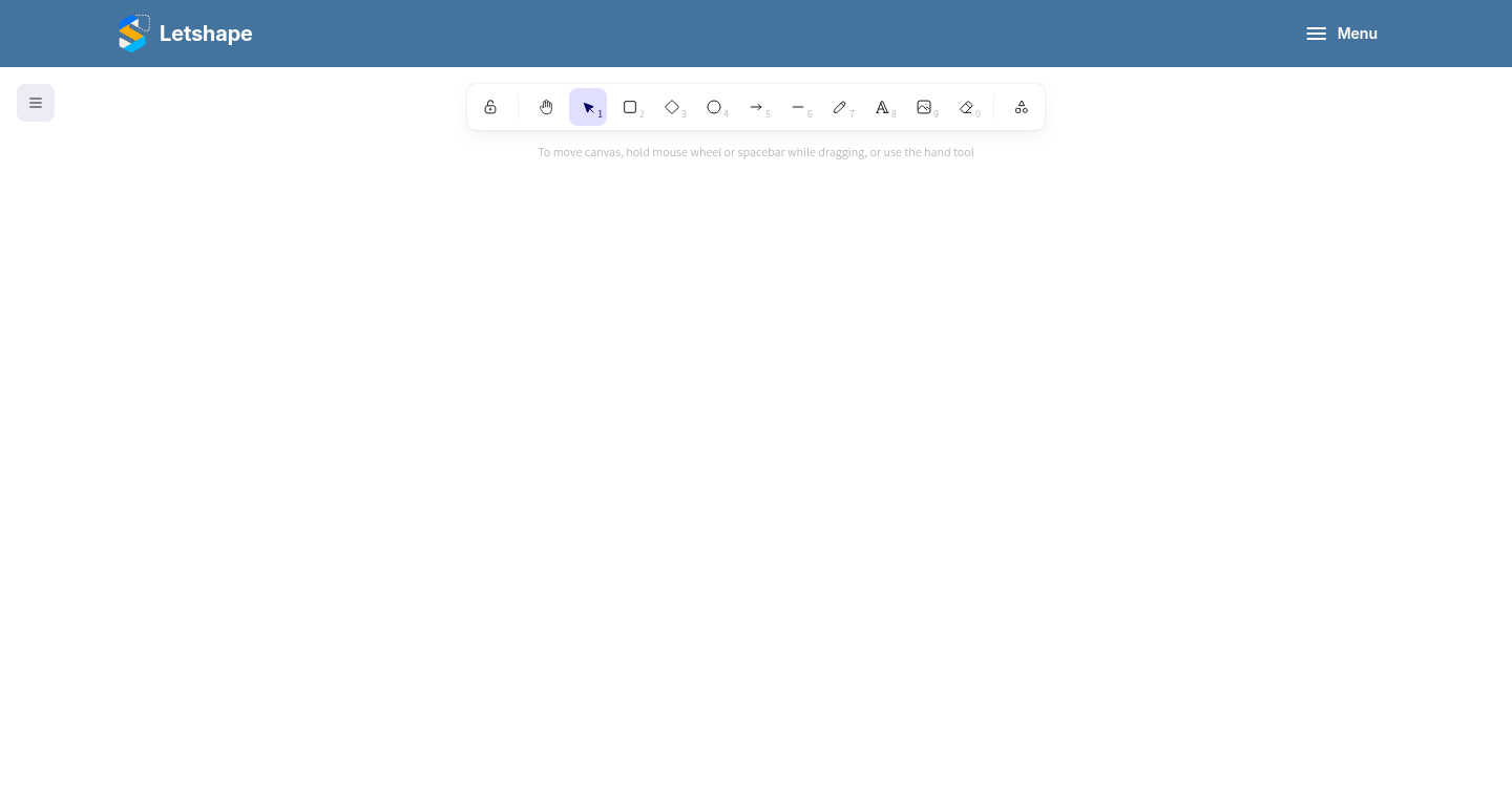 The Excalidraw canvas with the shape and drawing tools